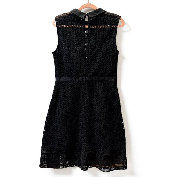 Karen Millen Collared Lace Little Black Dress Women's Size 12 - Picture 6 of 8